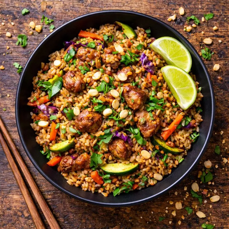 Stir-fry chicken rice